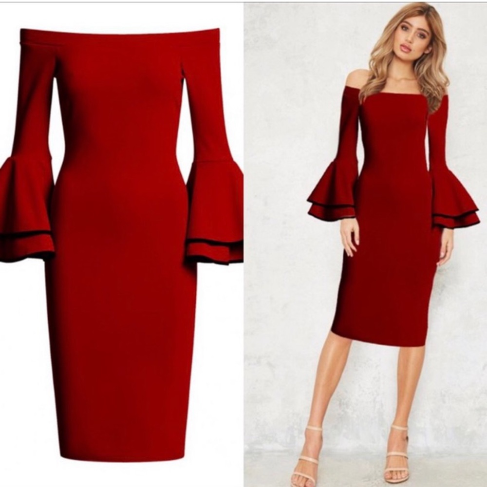 Brand New Res Wine Flare Arm Dress